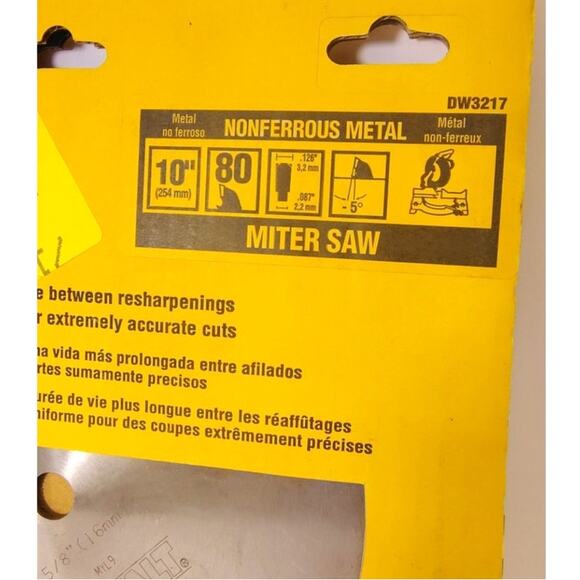 Dewalt Miter Saw Blade DW3217 80 Tooth NIB Series 40 10 Inch WoodWorking Tool - Picture 2 of 7